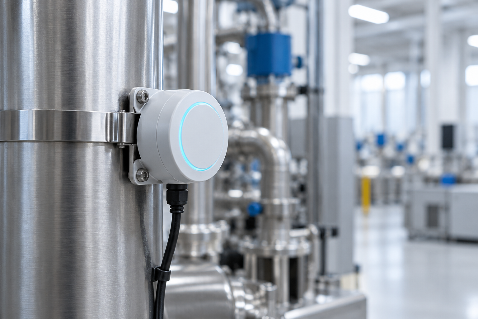 Ipari IoT-érzékelő egy gyártóberendezésen